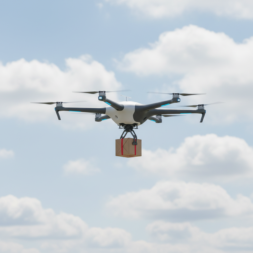 Amazon Prime Air MK30 ranked product image in the top 10 Flying Delivery Drones. Image by www.CleaningRobots.Online.