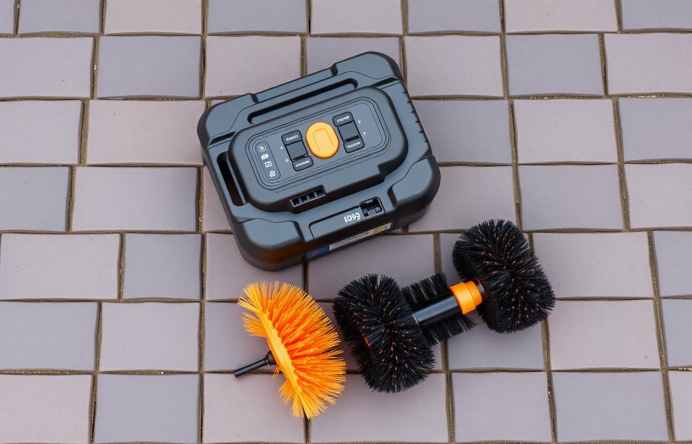 A homeowner storing a disassembled gutter cleaning robot kit in a garage after use. Image by www.CleaningRobots.Online.