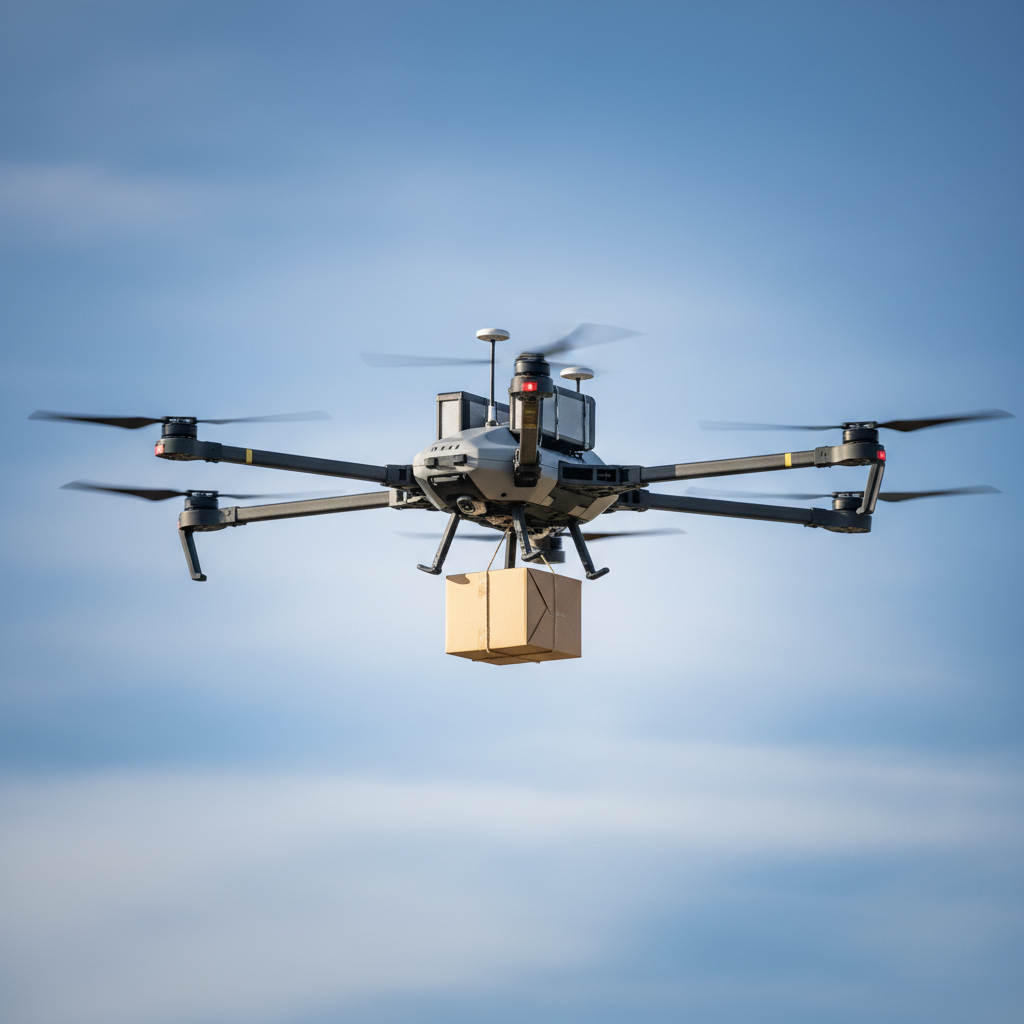 DJI FlyCart 30 ranked product image in the top 10 Flying Delivery Drones. Image by www.CleaningRobots.Online.