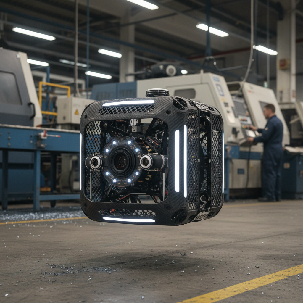 Flyability Elios 3 ranked product image in the top 10 Work Safety Robots. Image by www.CleaningRobots.Online.