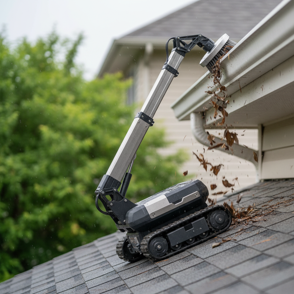 Gutter Sense Extension Tool (semi-robotic) ranked product image in the top 10 Gutter Cleaning Robots. Image by www.CleaningRobots.Online.