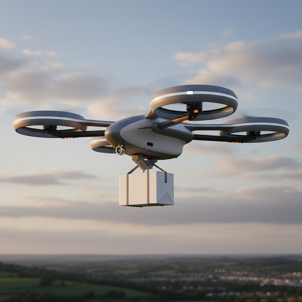 Manna Aero ranked product image in the top 10 Flying Delivery Drones. Image by www.CleaningRobots.Online.