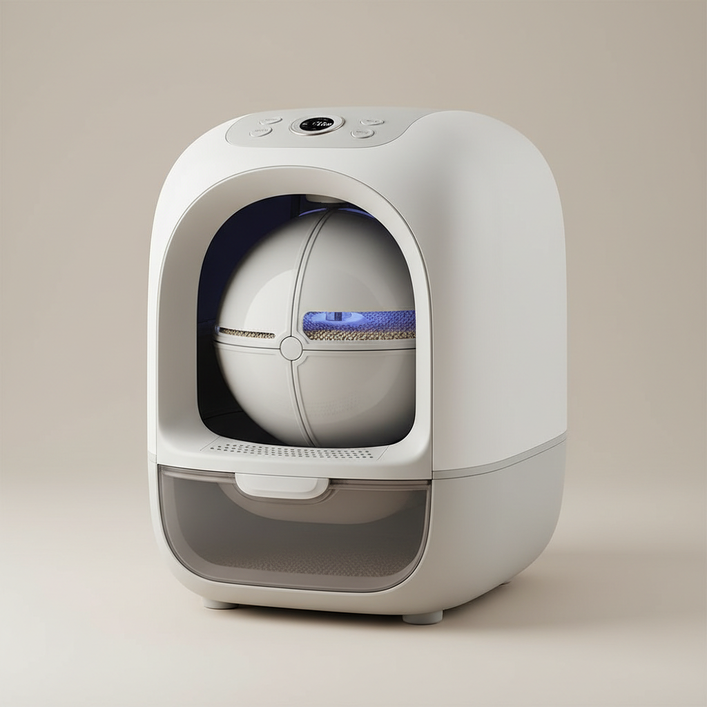 PetSnowy SNOW+ ranked product image in the top 10 Robot Litter Boxes. Image by www.CleaningRobots.Online.