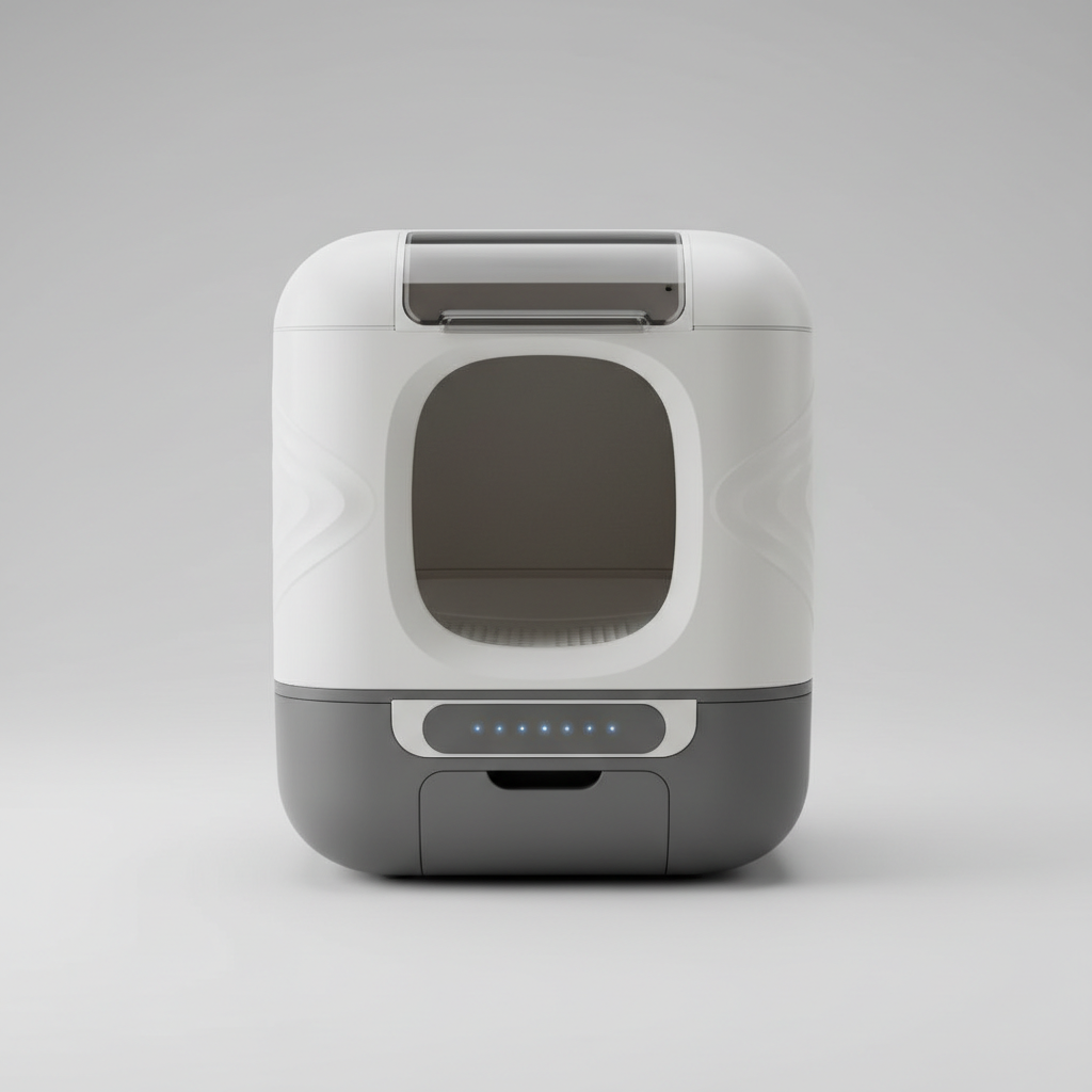Popur X5 ranked product image in the top 10 Robot Litter Boxes. Image by www.CleaningRobots.Online.